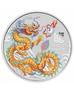 2024 1 oz Golden Colored Dragon Silver Coin - In Card